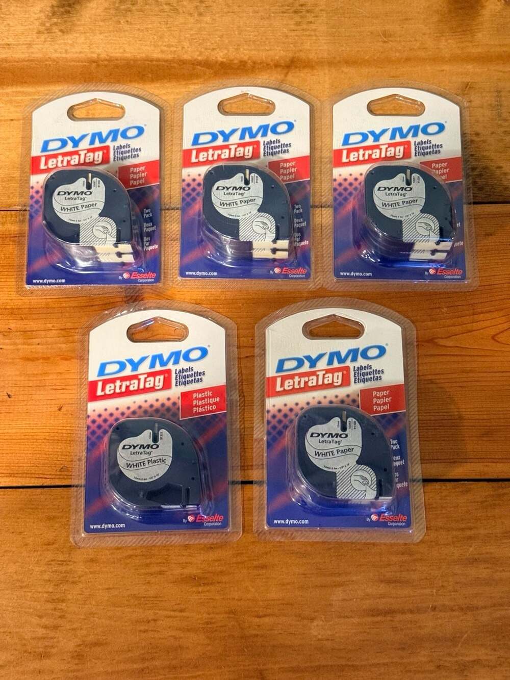 Dymo LetraTag White Paper And Plastic Label Tape 5 Pack Lot